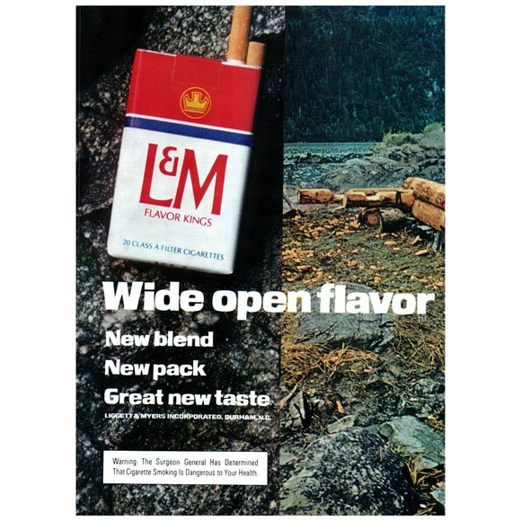 1972 L&M Cigarettes Wide Open Flavor 2 Page Vintage Print Ad Log Cabin Shirtless - Picture 2 of 3